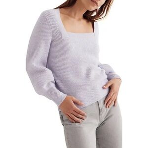 Madewell Purple Crew Neck Sweater with Balloon Sleeves